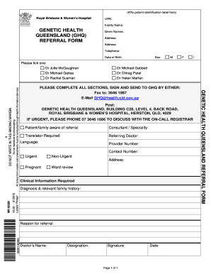 Genetic Health Queensland Form