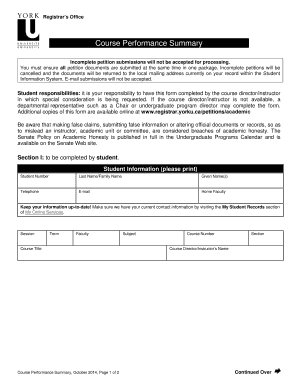  Yorku Course Performance Summary 2014