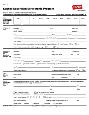 Staples Dependent Scholarship Program  Form