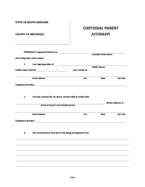  CUSTODIAL PARENT AFFIDAVIT Greenville County School District 2011