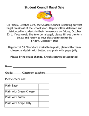 Student Council Bagel Sale  Form