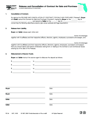 Release and Cancellation of Contract for Sale and Purchase  Form