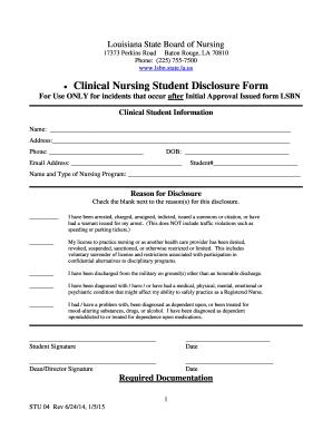 LSBN Clinical Disclosure Form - Louisiana State Board of Nursing - Fill Out and Sign Printable ...