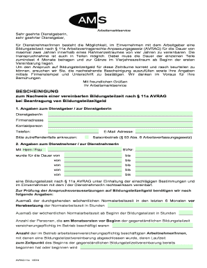 Bescheinigung Fr Bildungsteilzeit AMS  Form