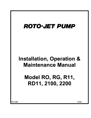 Roto Jet Pump Manual  Form