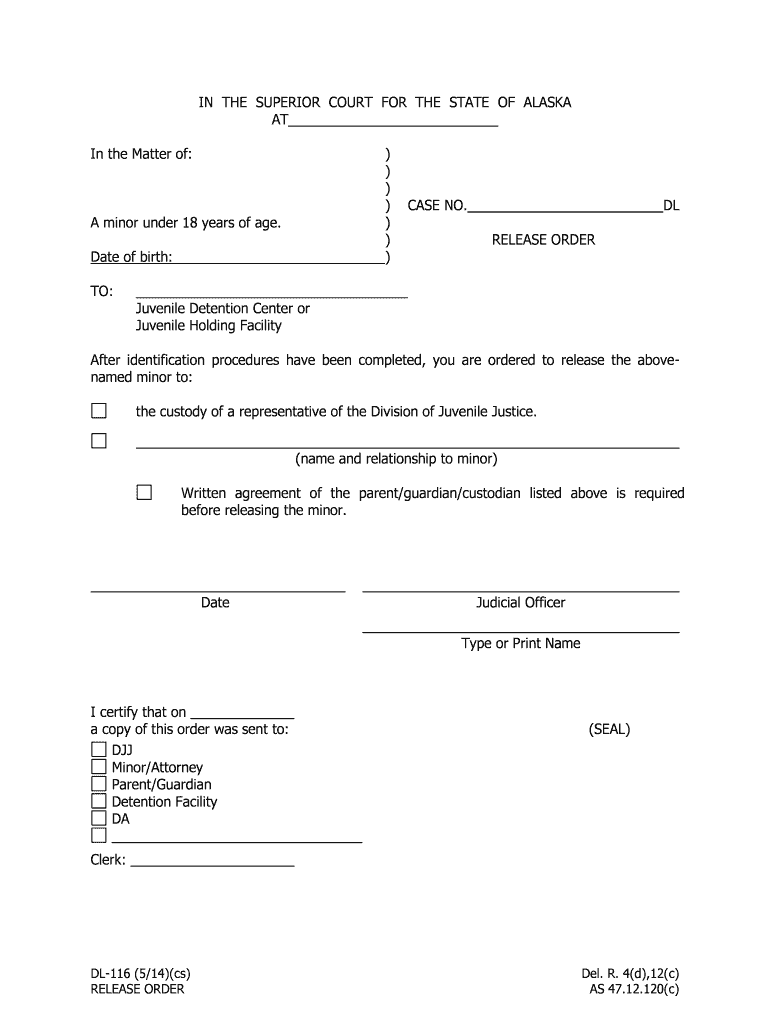DL 116 Release Order 514 PDF Fill in Childrens Proceedings Forms