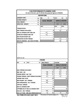 H 60 PERFORMANCE PLANNING CARD DA FORM 5701 60 R MAY Apd Army