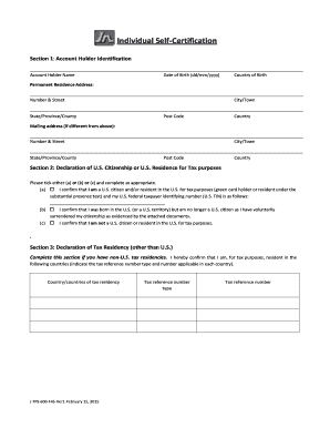 Self Certification Form for Jamaica National