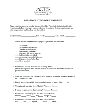 Fall Investigation Worksheet  Form
