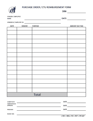 PO CTU Reimbursement Form OA Thorp Scholastic Academy Oathorpacademy