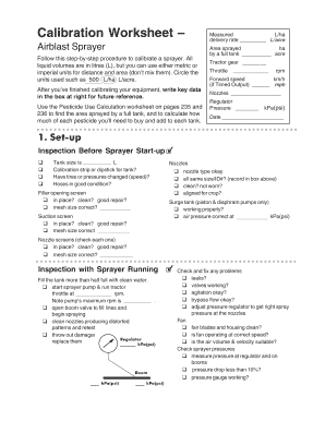 Air Blast Sprayer Calibration Worksheet  Form