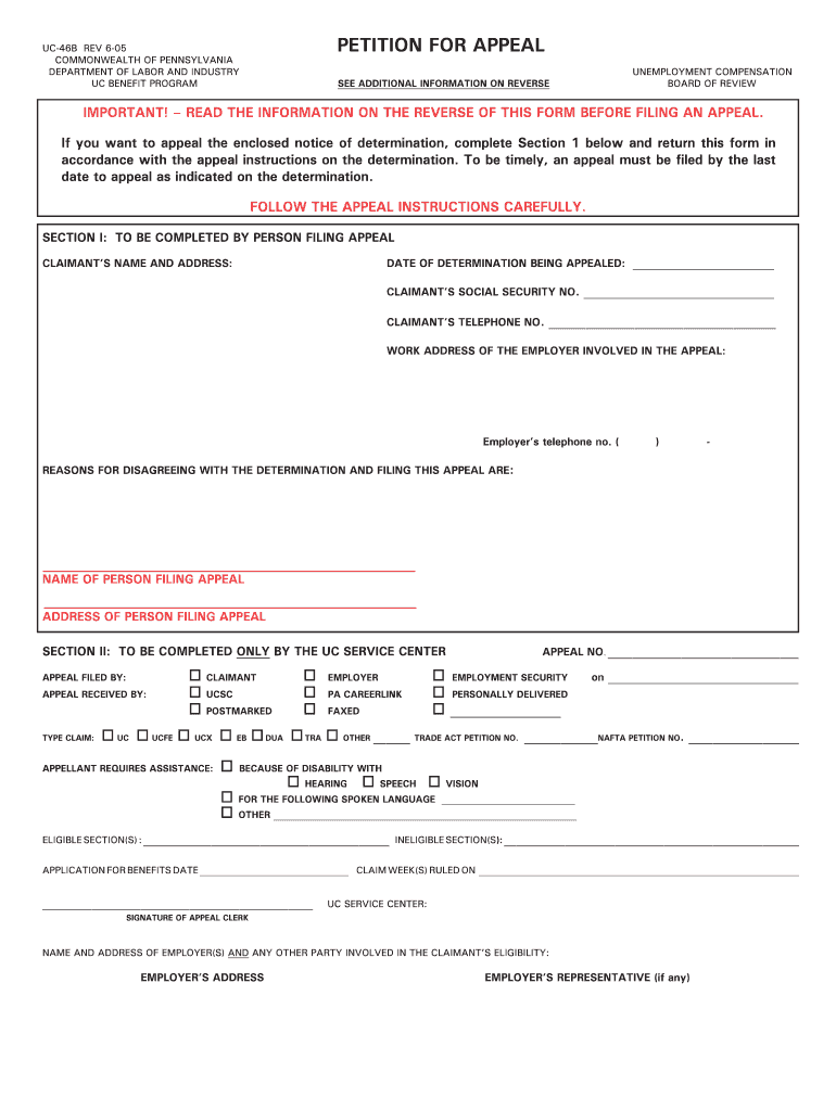 Get and Sign Pennsylvania UC 46B Spadea Associates LLC 2005 Form