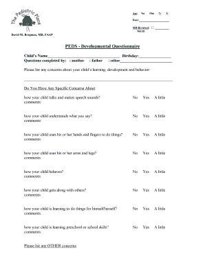 Peds Questionnaire  Form