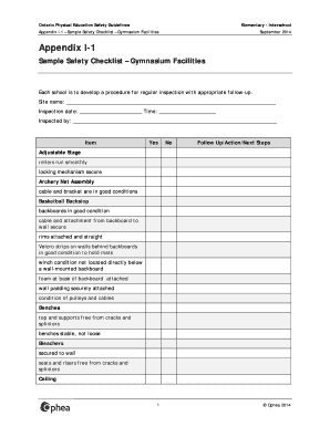 Physical Education Safety Checklist  Form