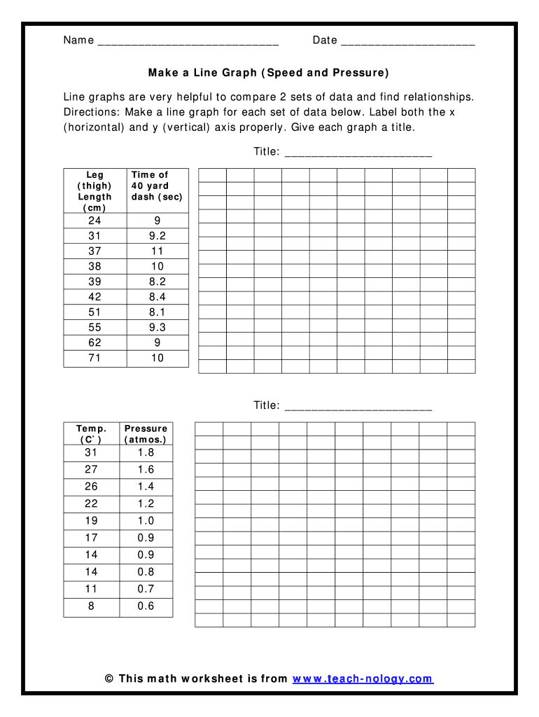 Make a Line Graph Speed and Pressure Answer Key  Form