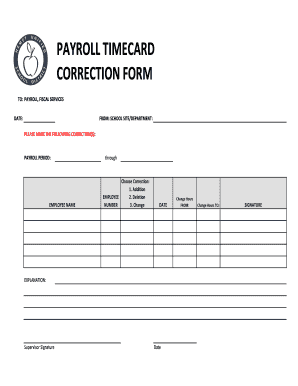 PAYROLL TIMECARD CORRECTION FORM