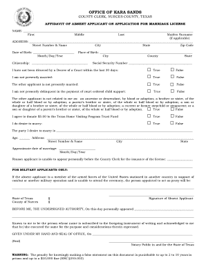 Affidavit of Absent Applicant Nueces County  Form