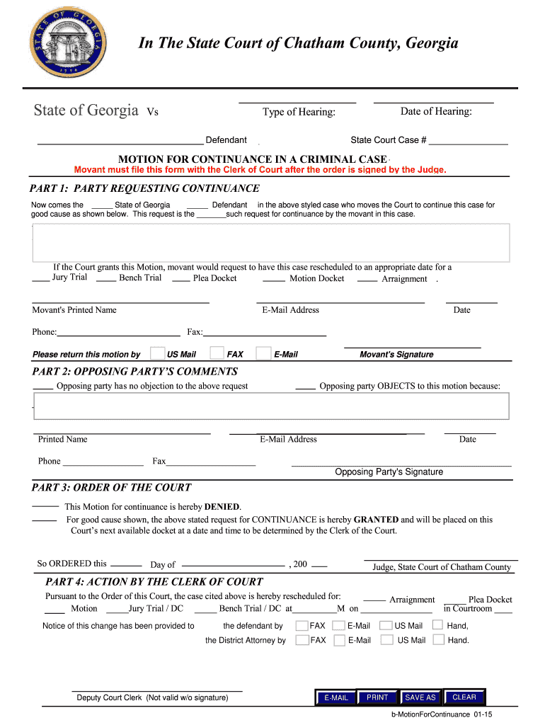 Georgia Continuance Form