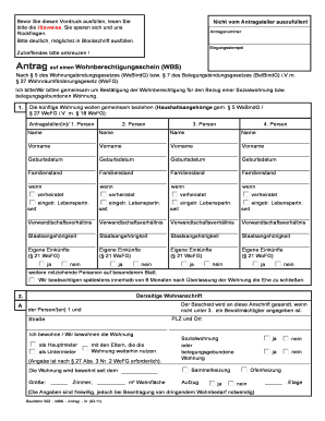 Wohnberechtigungsschein PDF  Form
