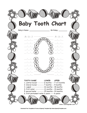 Baby Teeth Chart  Form