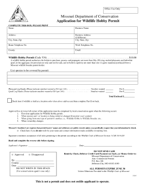 How to Get a Wildlife Hobby Permit Missouri  Form