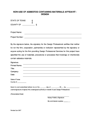 Asbestos Affidavit  Form