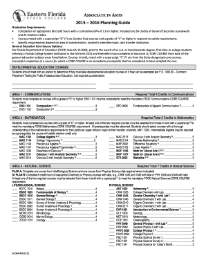 AA Planning Guide Eastern Florida State College  Form