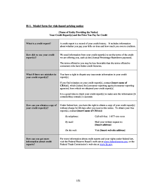 151 H 1 Model Form for Risk Based Pricing Notice