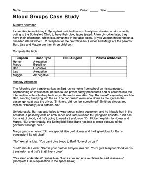 Blood Groups Case Study Answer Key  Form