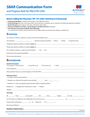 SBAR Communication Form INTERACT