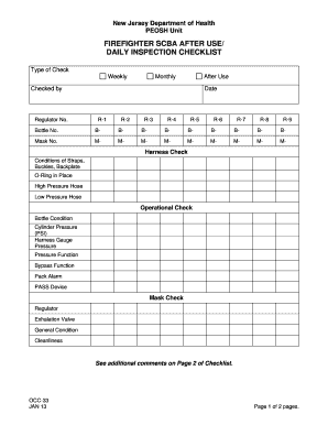 Scott Scba Inspection Checklist  Form