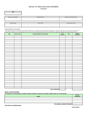 DETAIL of SERVICES and EXPENSES Criminal Lasuperiorcourt  Form