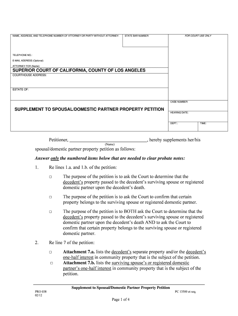  Ca Spousal Property Petition 2012-2024