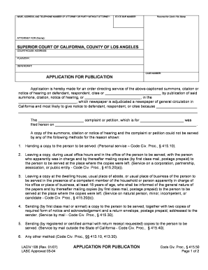 Application for Publication Los Angeles Superior Court - Fill Out and Sign  Printable PDF Template | signNow