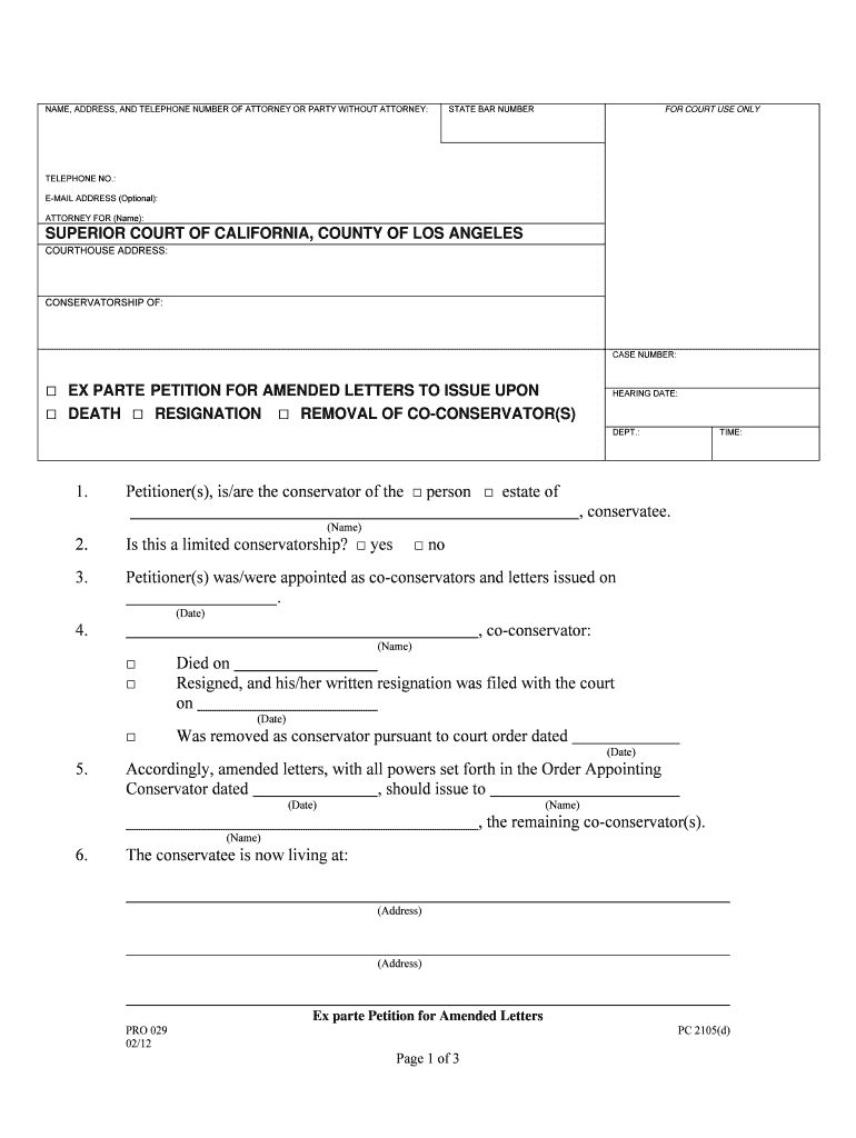  Ex Parte Petition for Amended Letters to Issue Los Angeles 2012-2024