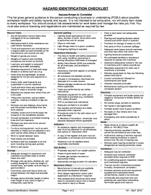 HAZARD IDENTIFICATION CHECKLIST  Form