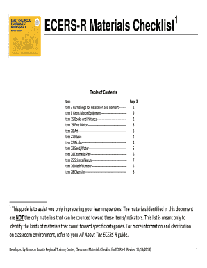  Ecers R Materials Checklist 2013-2024