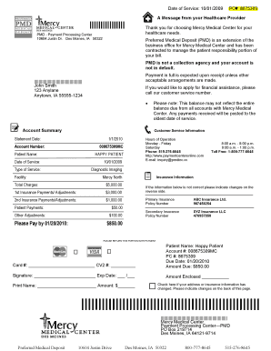 Sample Billing Statement PDF Mercy Hospital Medical Center Mercydesmoines  Form