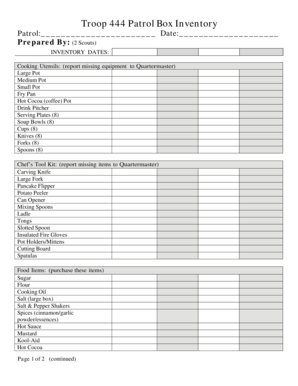 Patrol Box Checklist  Form