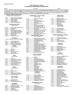 Az DOC Commissary List  Form