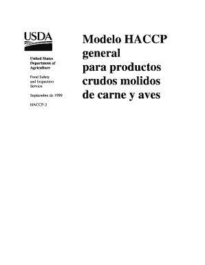 HACCP 3 En Espanol Modelo HACCP General Para Productos Crudos Molidos De Carne Y Aves HACCP 3 En Espanol Modelo HACCP General Pa  Form