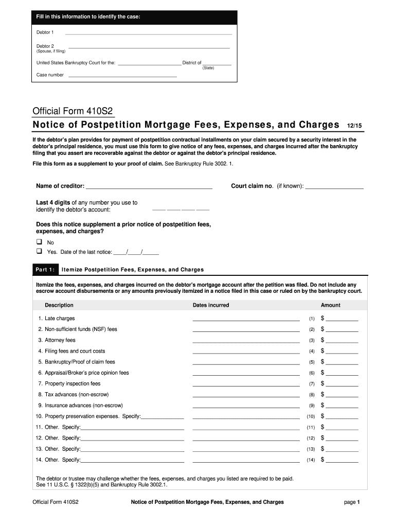 Get and Sign Official Form 410s2 2015