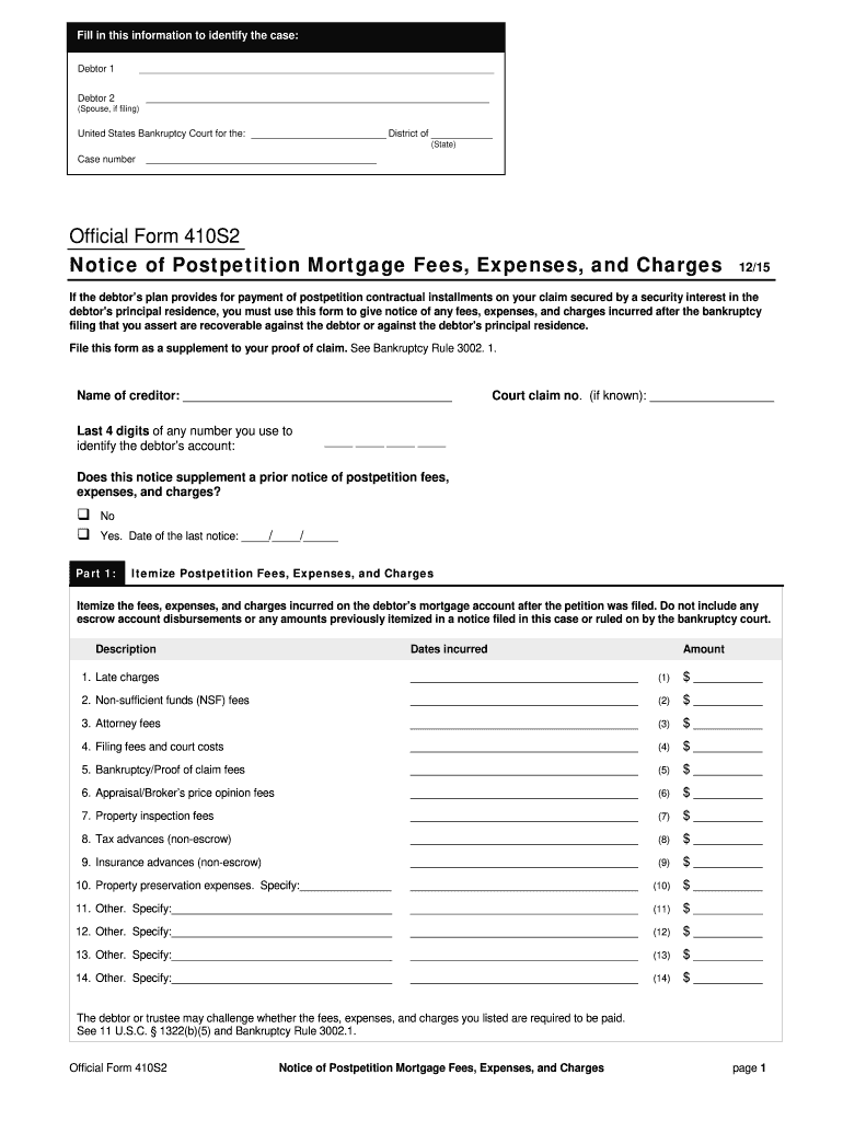  Official Form 410s2 2015