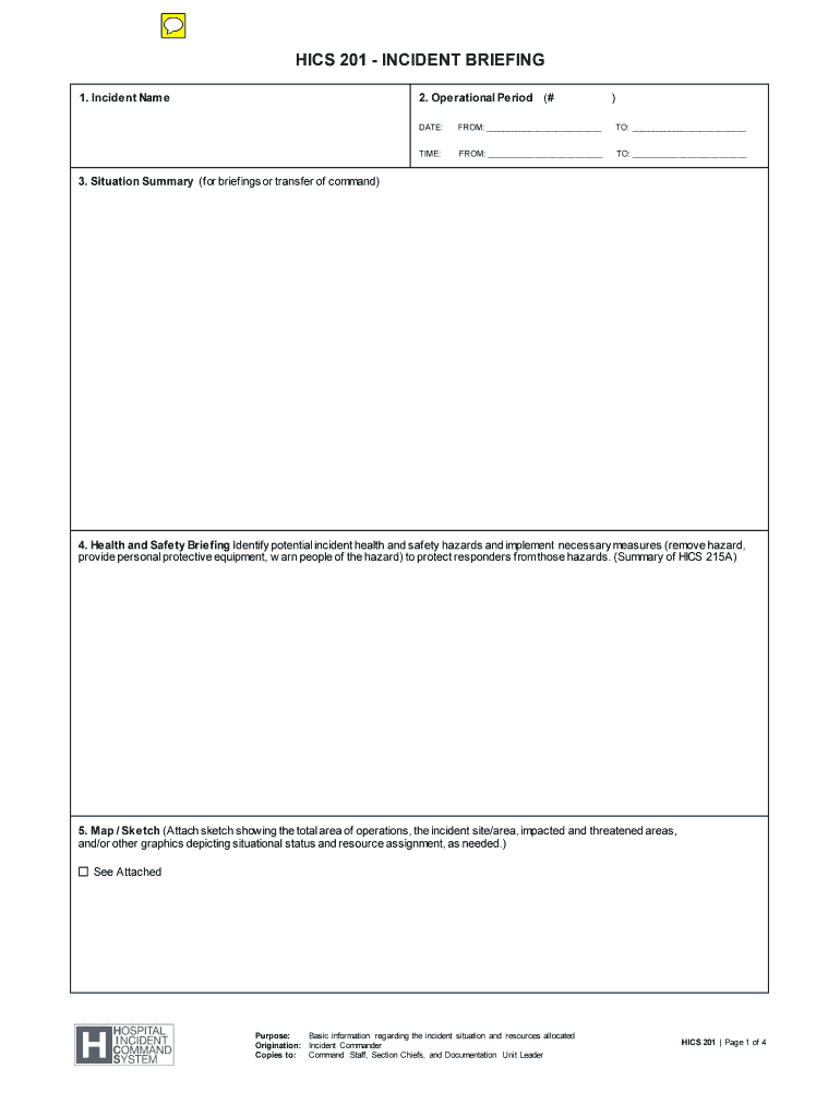  HICS 201 INCIDENT BRIEFING 2014-2024