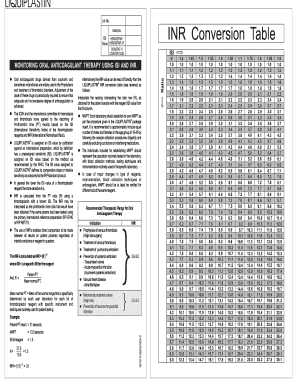 Pt Inr Conversion Table  Form