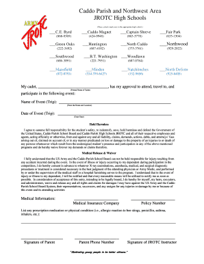 Caddo Parish Jrotc Permission Slip  Form