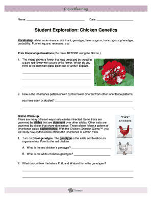 Chicken Genetics Gizmo Answer Key  Form