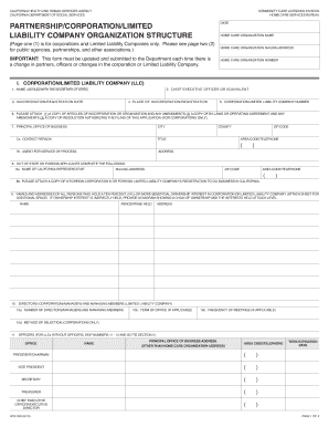 HCS 309 815 PartnershipCorporationLimited Liability Company Cdss Ca  Form
