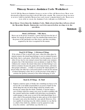 Justinian Code Worksheet Answer Key  Form