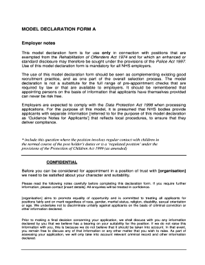 Model Declaration Form